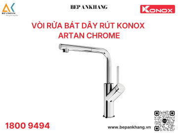 Vòi rửa bát Konox dây rút Artan Chrome